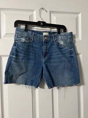 MOTHER Women's Distressed Blue Denim Jean Shorts